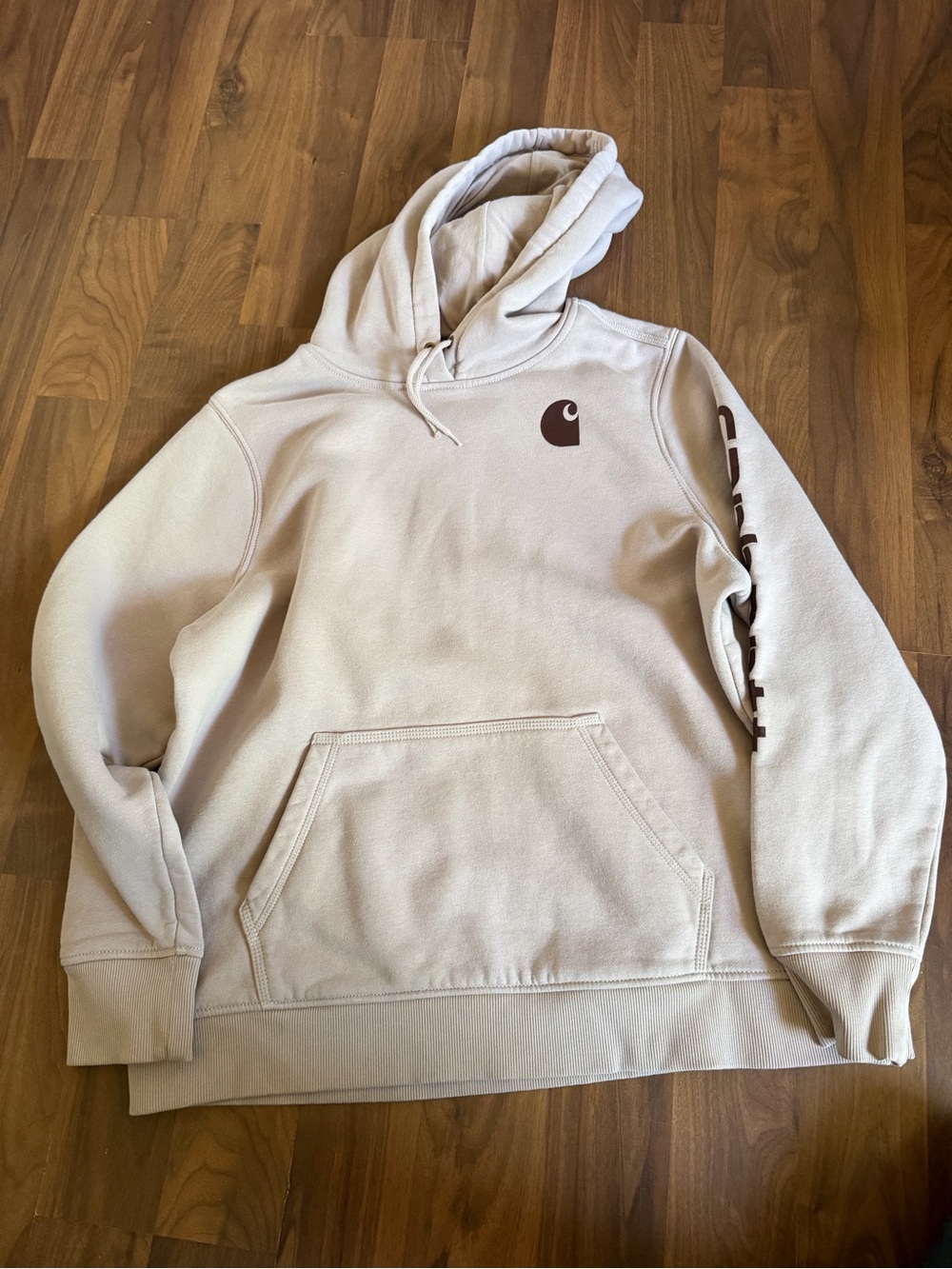 Carhartt Relaxed Fit Hoodie in Light Beige with Black Print